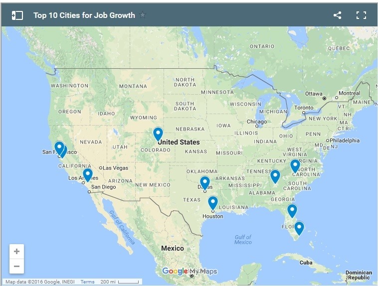 Top 10 Cities & States for Job Growth Rate