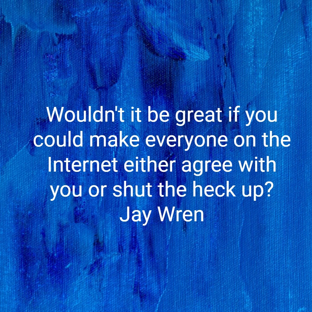 Wouldn't it be great if you could make everyone on the Internet either agree with you or shut the heck up? Jay Wren