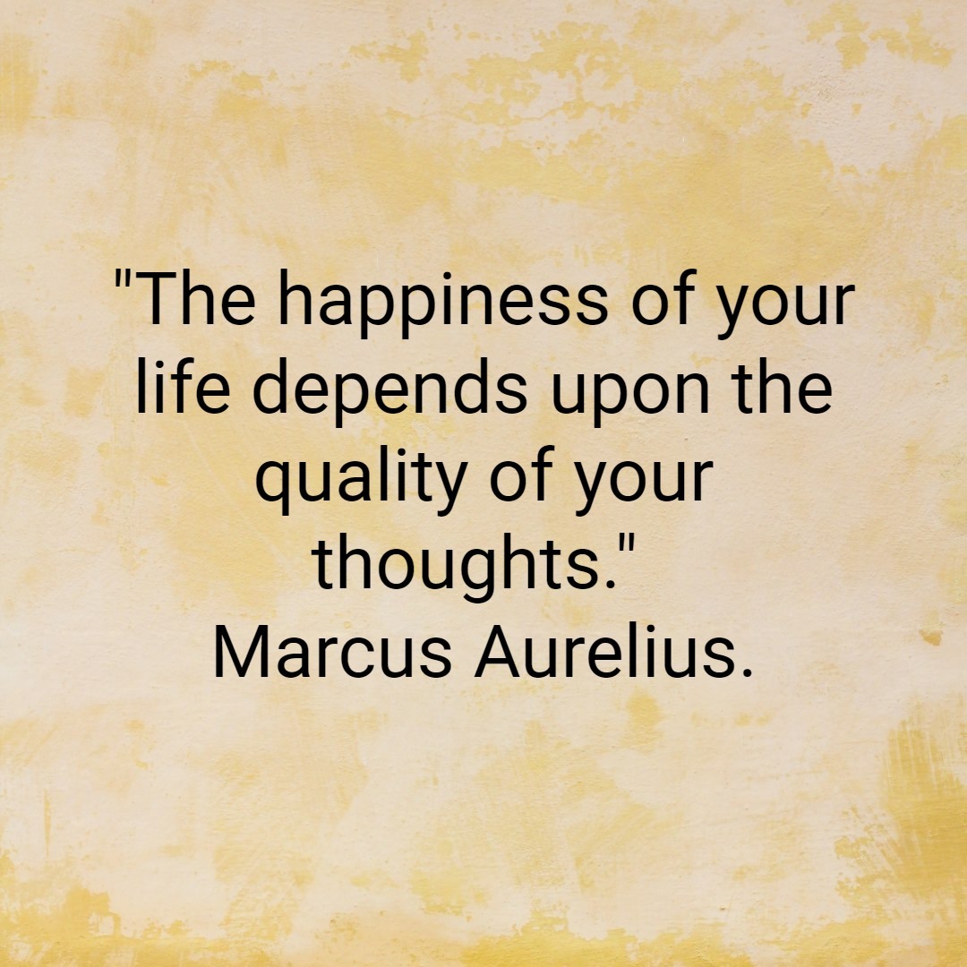 "The happiness of your life depends upon the quality of your thoughts." Marcus Aurelius.